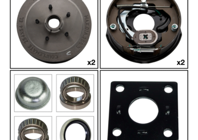 45mm Square Axle Kit Contents Drums Backing Plates Bearing Kits Weld Rings