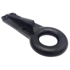 Product image of the Couplemate CM255 Pintle Ring Coupling. Black powder coated.