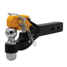 Yellow horn Couplemate Combination Pintle Hook with chrome tow ball and heavy duty receiver shank with pintle safety chain