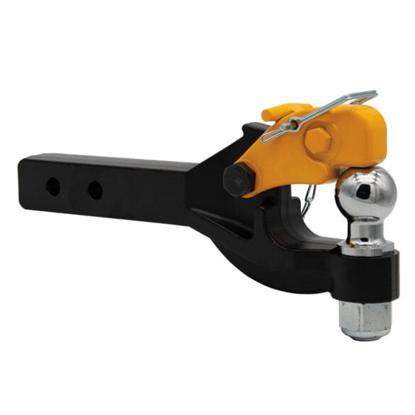 Yellow horn Couplemate Combination Pintle Hook with chrome tow ball and heavy duty receiver shank