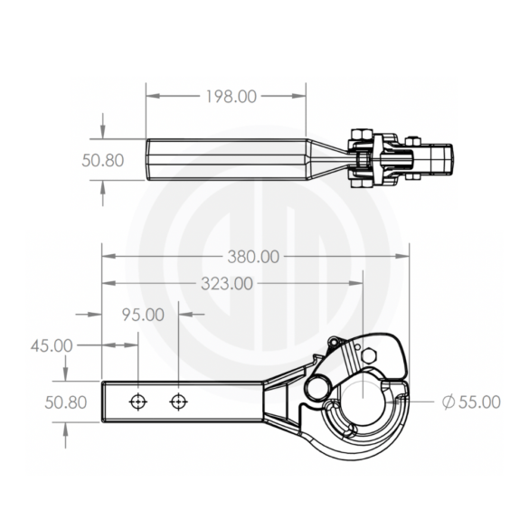 CM535 6000kg Pintle Hook Tow Bar Hitch Engineering Drawing