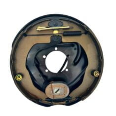 Electric backing plate that includes electric magnet and brake shoes.
