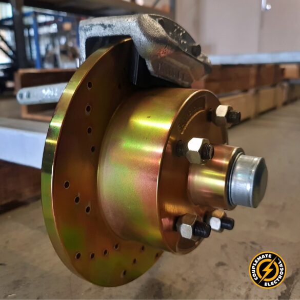 Couplemate Axle with ElectroGal Cross-Drilled Rotors ready to be shipped out to a customer