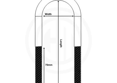 Couplemate 50mm round trailer u-bolt dimensions M16x2 5/8 inch unf
