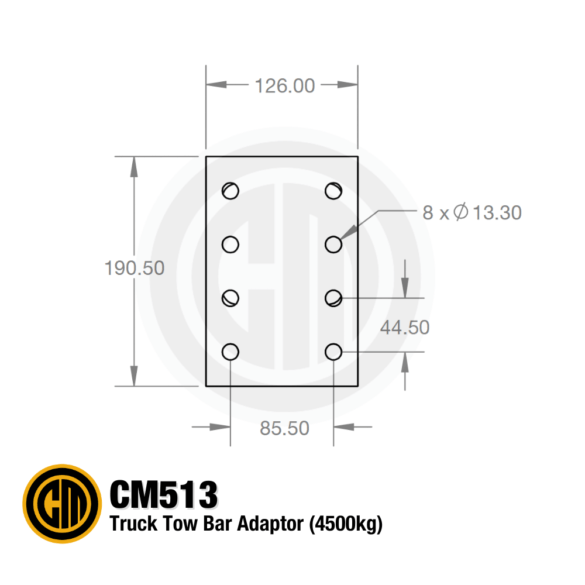 CM513 Truck Tow Bar Adaptor Drawing 1