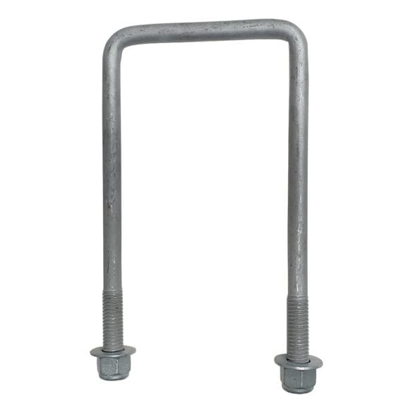 100mm Square Galvanised U-Bolts - 200mm Long