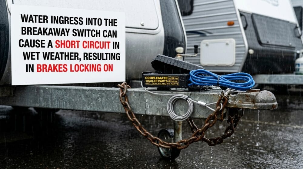 hot caravan brakes in wet weather